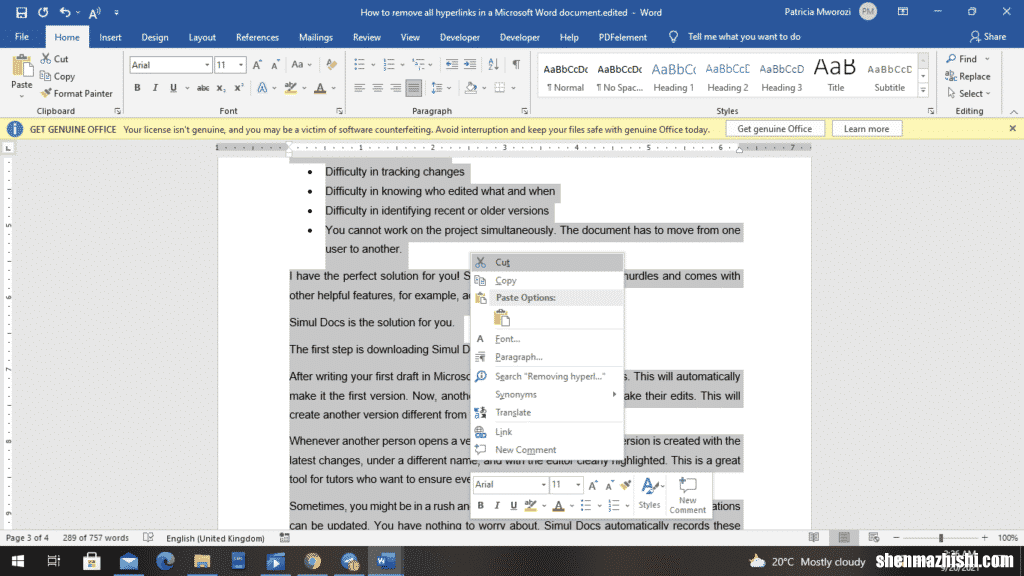 如何在Microsoft Word中重新排序页面