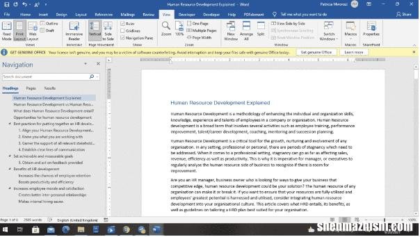 如何在Microsoft Word中重新排序页面