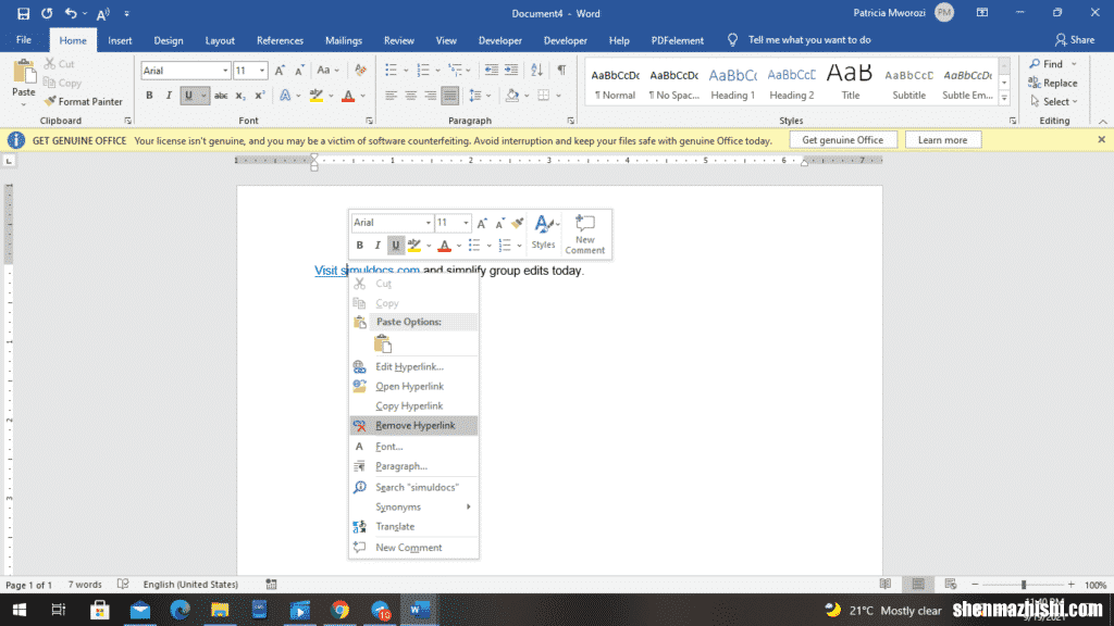 如何删除Microsoft Word文档中的所有超链接