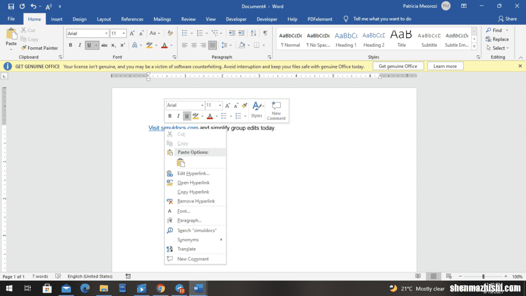 如何删除Microsoft Word文档中的所有超链接