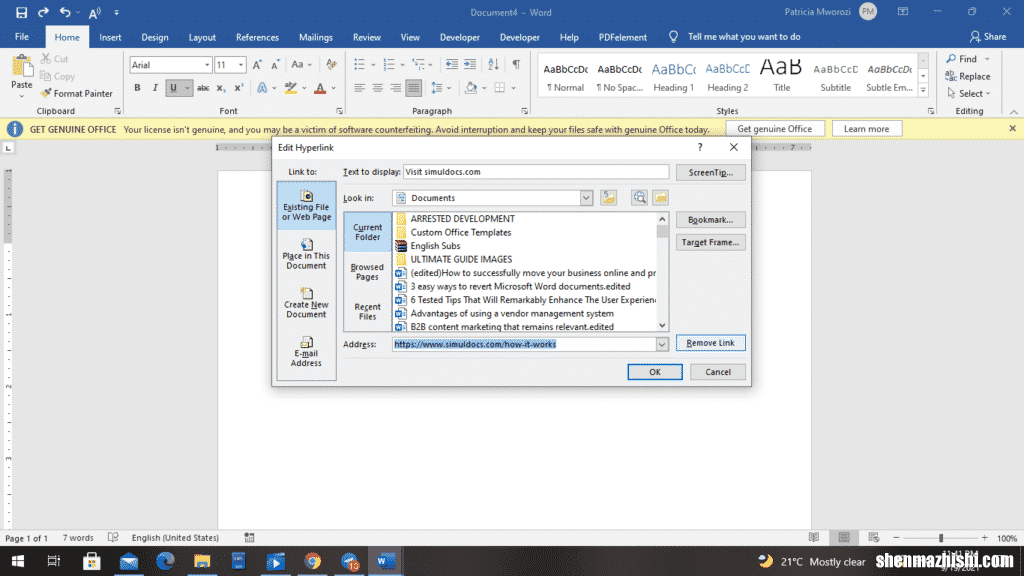 如何删除Microsoft Word文档中的所有超链接