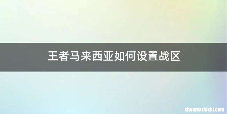 王者马来西亚如何设置战区