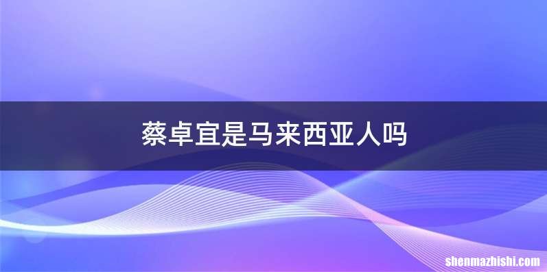 蔡卓宜是马来西亚人吗