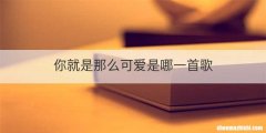 你就是那么可爱是哪一首歌