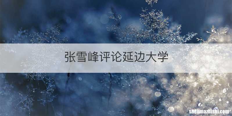 张雪峰评论延边大学