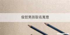 俊哲男孩取名寓意