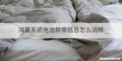 鸿蒙系统电池异常信息怎么消除