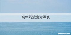 纯牛奶浓度对照表