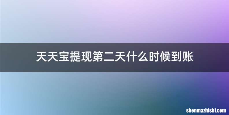 天天宝提现第二天什么时候到账