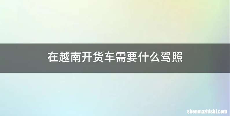 在越南开货车需要什么驾照