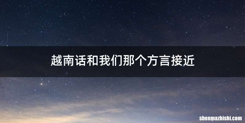 越南话和我们那个方言接近