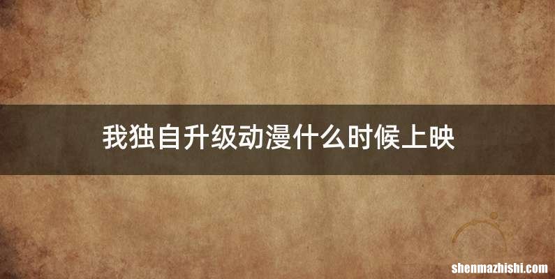 我独自升级动漫什么时候上映