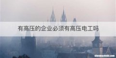 有高压的企业必须有高压电工吗