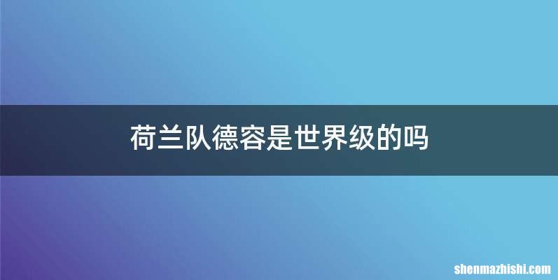 荷兰队德容是世界级的吗