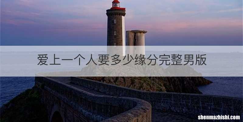 爱上一个人要多少缘分完整男版