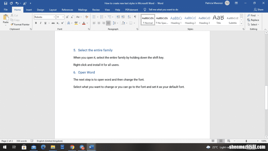 如何在Microsoft Word中创建新的文本样式