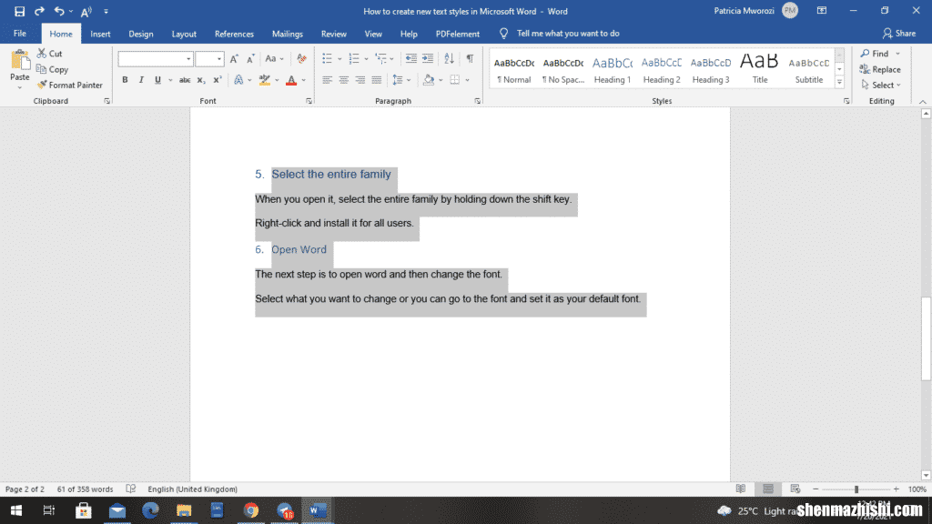 如何在Microsoft Word中创建新的文本样式