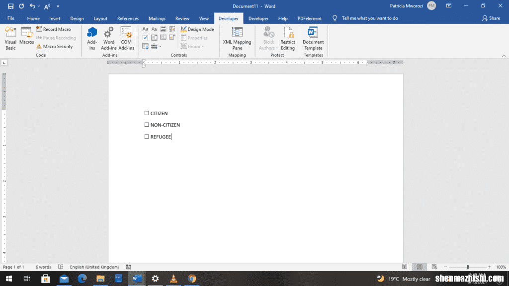 如何在Microsoft Word中创建可填写的表单