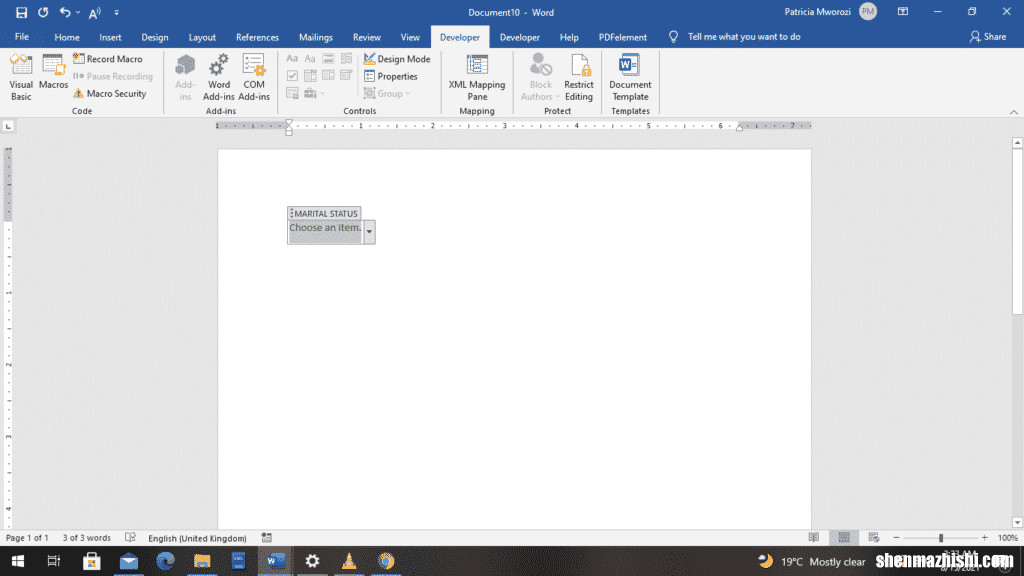 如何在Microsoft Word中创建可填写的表单