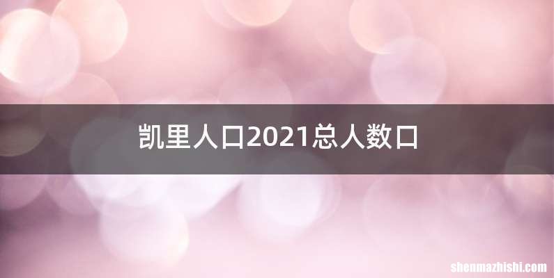 凯里人口2021总人数口