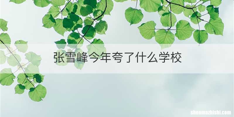 张雪峰今年夸了什么学校