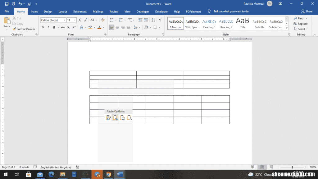 如何在Microsoft Word中合并表格