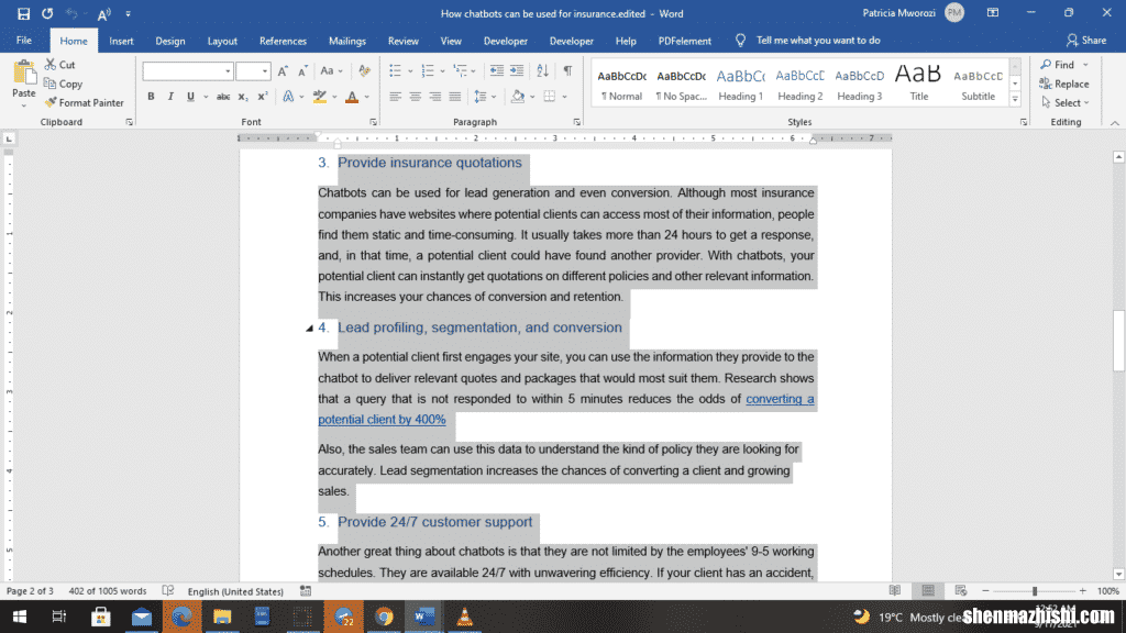 如何删除Microsoft Word文档中的多个页面
