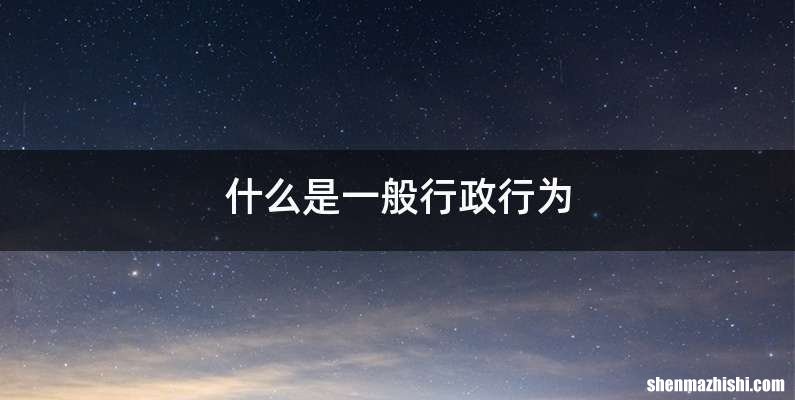 什么是一般行政行为