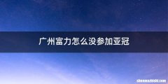 广州富力怎么没参加亚冠