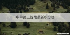中甲第三阶段最新积分榜