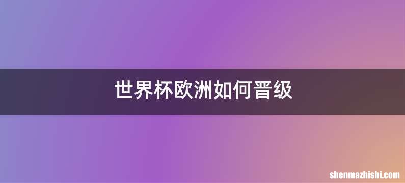 世界杯欧洲如何晋级