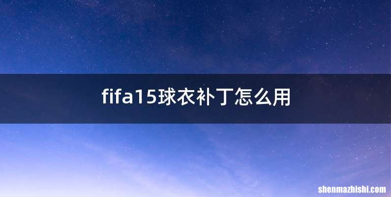 fifa15球衣补丁怎么用