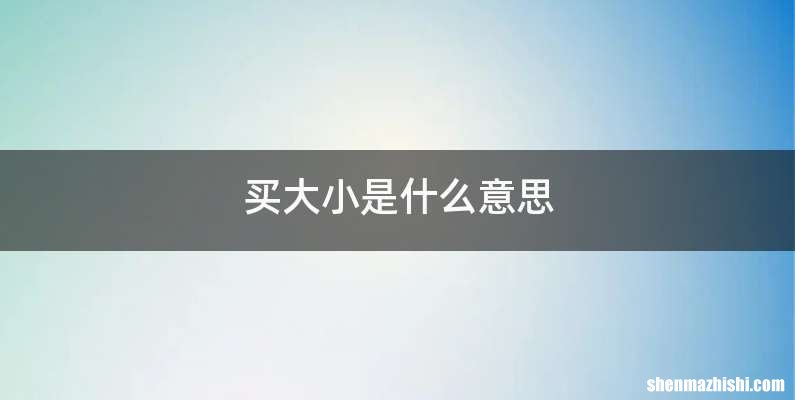 买大小是什么意思