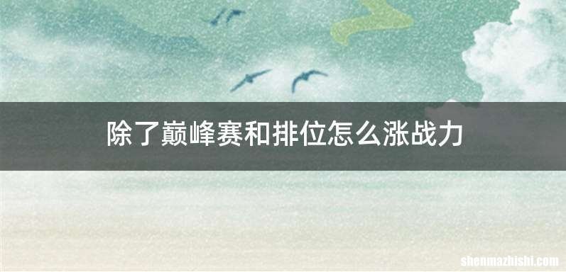 除了巅峰赛和排位怎么涨战力