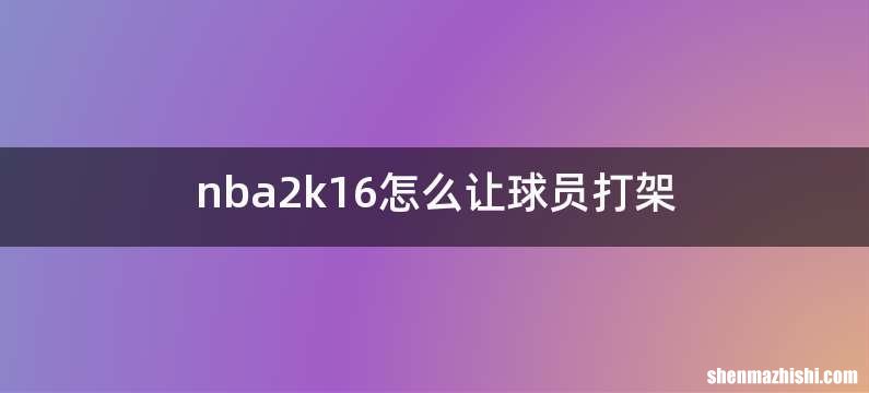 nba2k16怎么让球员打架