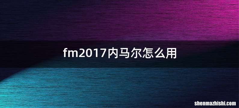 fm2017内马尔怎么用