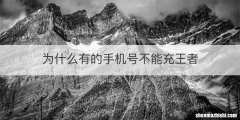 为什么有的手机号不能充王者