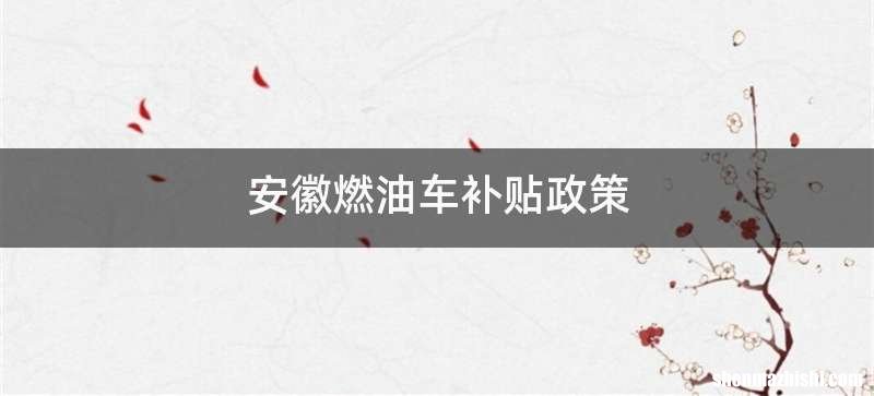 安徽燃油车补贴政策