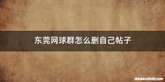 东莞网球群怎么删自己帖子