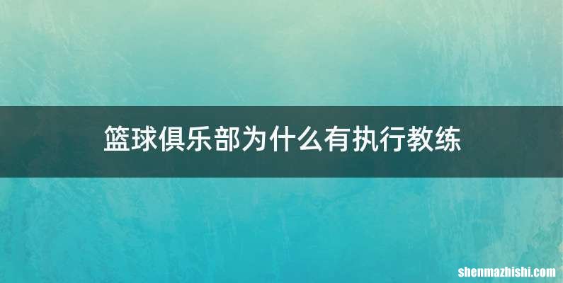 篮球俱乐部为什么有执行教练