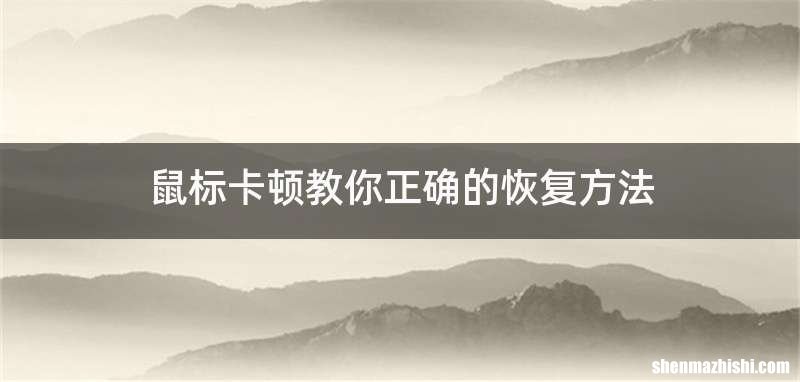 鼠标卡顿教你正确的恢复方法