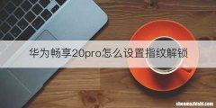 华为畅享20pro怎么设置指纹解锁