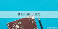 慧而不用什么意思