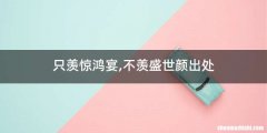 只羡惊鸿宴,不羡盛世颜出处