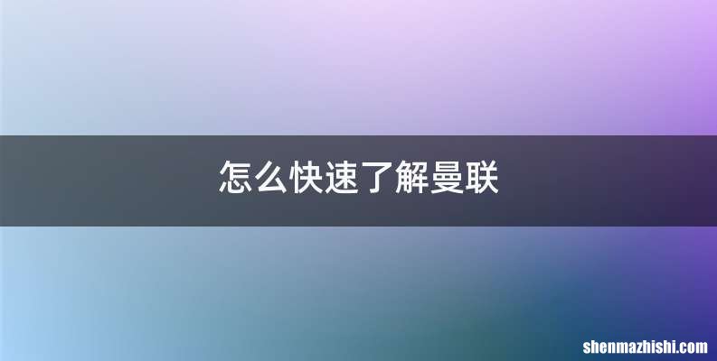 怎么快速了解曼联