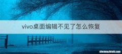vivo桌面编辑不见了怎么恢复