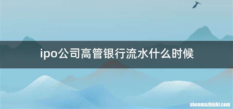 ipo公司高管银行流水什么时候