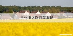 贵州山区以前有狼吗