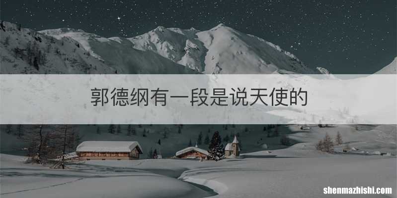 郭德纲有一段是说天使的