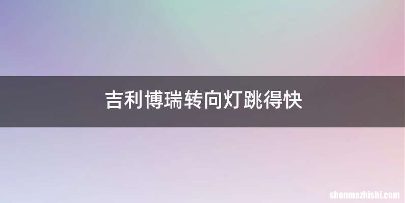 吉利博瑞转向灯跳得快